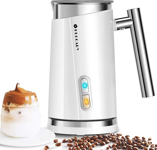 Huogary Milk Frother, Large Capacity Milk Frother and Steamer, 3 in 1 Electric Warm & Cold Milk Foam Maker, Non Stick Automatic Foam Maker and Milk Warmer for Latte, Cappuccinos, Macchiato, White
