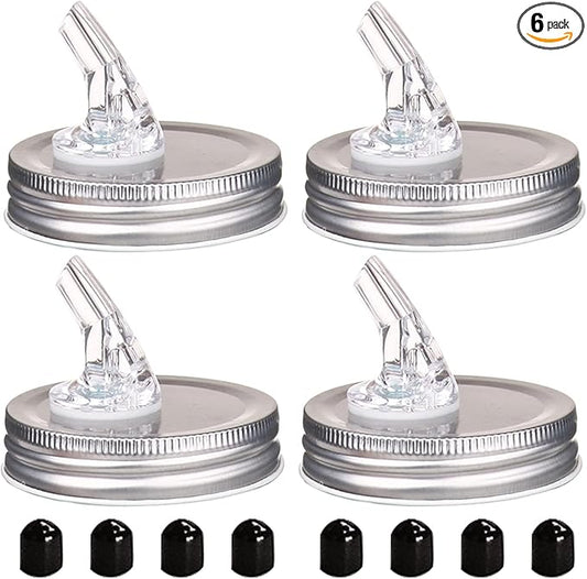 Mason Jar Pour Spouts. free flow Mason Jar Pour Spouts, mason jar for spout regular mouth size 70mm dispenser germination cover. Suitable for any liquid. Leak-Proof 4-Pack + 8 Lid Caps (silver color)
