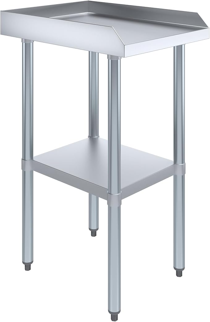 AmGood Commercial Work Table with Backsplash and Sidesplashes | Height: 35" | Stainless Steel Prep Table for Kitchen, Restaurant, Garage, Laundry | NSF (18" Long x 24" Deep)