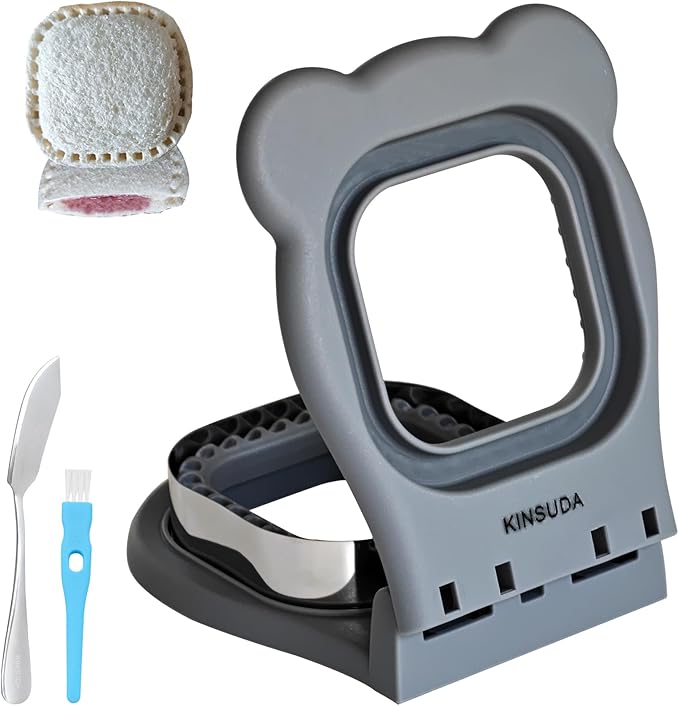 Sandwich Cutter and Sealer - 3.7" Circle & Square Pocket Sandwich Maker, Intuitive & Easy-to-Use for Boys &Girls, Perfect for Breakfast & Lunchboxes (Gray, Square)