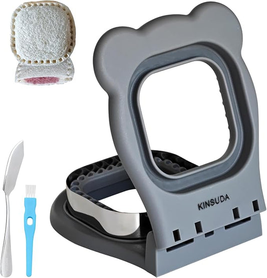 Sandwich Cutter and Sealer - 3.7" Circle & Square Pocket Sandwich Maker, Intuitive & Easy-to-Use for Boys &Girls, Perfect for Breakfast & Lunchboxes (Gray, Square)