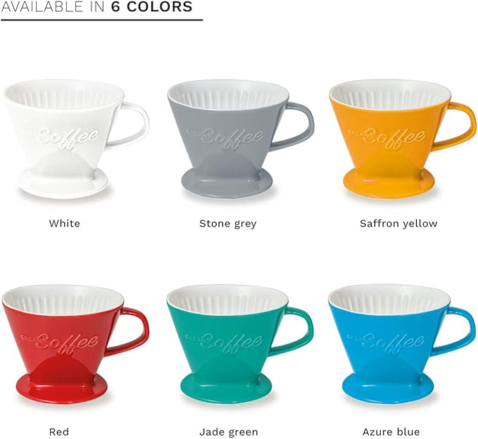 Creano XXL Porcelain Coffee Dripper Blue - Ceramic Cone Brewer - Pour Over Coffee Maker - Filter Size 4 - huge and heavy quality 800gr/28oz - 6 Colours availeble