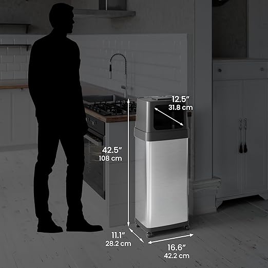 iTouchless 24 Gallon Dual Push Open Trash Can with Wheels and AbsorbX Odor Filter, 91 Liter Swing Flip Doors Rectangular Stainless Steel Garbage Bin, Perfect for Restaurant, Business, Home Kitchen