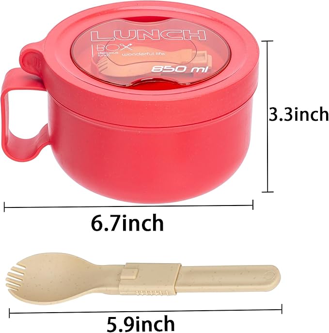 Microwave Ramen Bowl with Lid and Handle for Dorm Essentials,Microwave Soup Mugs Set of 2 for Soup and Instant Noodles,Oatmeal, Gumbo, Salad, BPA Free(Red Red)