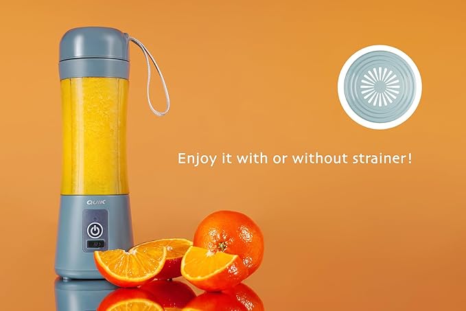 Portable Blender - Cordless 13oz. Personal Blender for Shakes and Smoothies, BPA Free, USB-C Rechargeable, Mini juicer for Travel, Leakproof, Powerful Blending, Juicer Cup, Ice Crush (Gray)