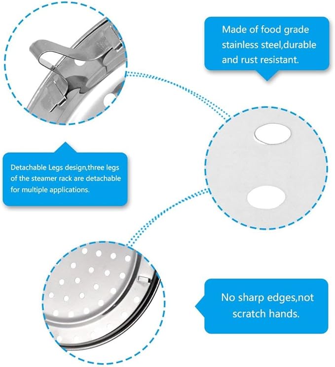 10.8 Inch Pressure Cooker Rack 2 Pack Water Bath Canner Rack with Detachable Legs Stainless Steel Food Steamer Racks for Cooking,Toast,Bread,Salad,Baking (10.8"/275mm)