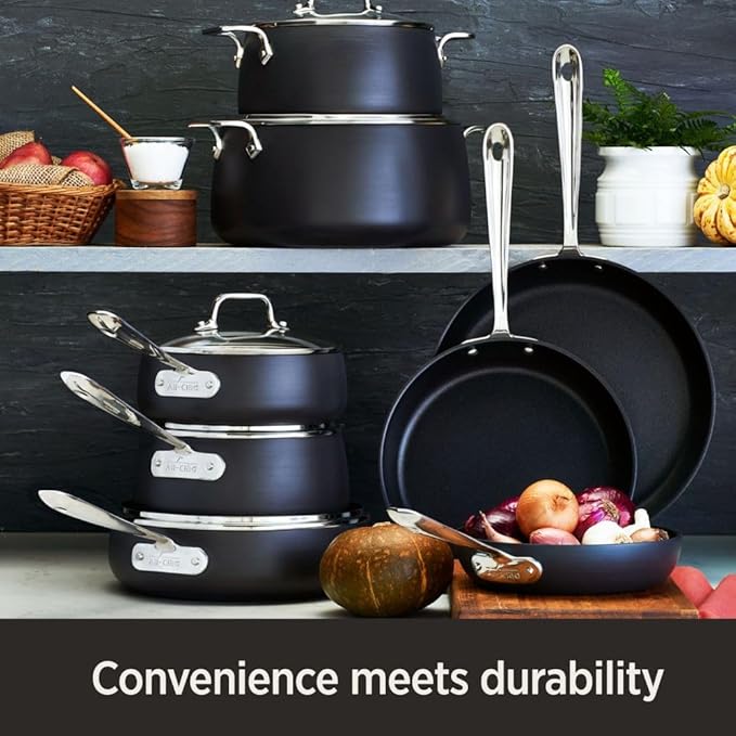 All-Clad HA1 Hard Anodized Non Stick Everyday Pan w/ Lid and Handles, 12 Inch, Induction, Oven Broiler Safe 500F, Lid Safe 350F, Deep Frying Pan, Skillet, Pots and Pans, Kitchen, Cookware, Black
