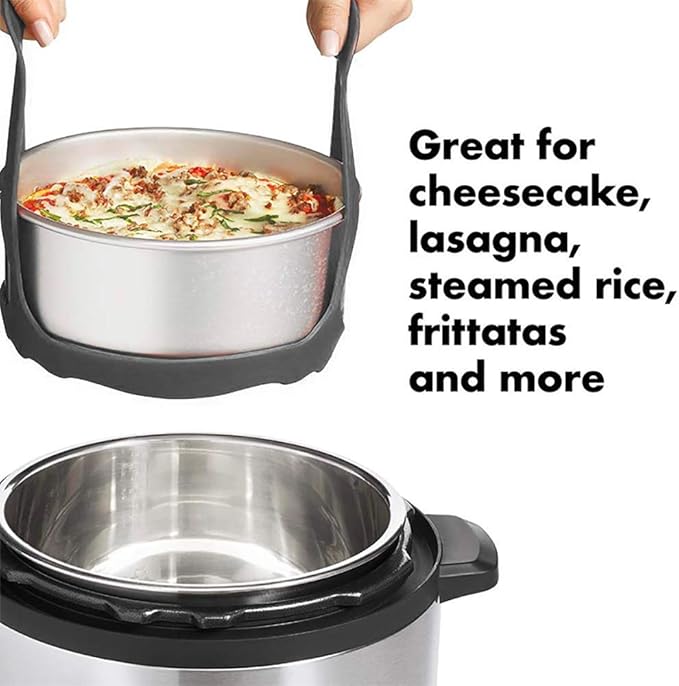Pressure Cooker Sling, Silicone Bakeware Sling for 3Qt Instant Pot, Multi-function Cooker Anti-scalding Bakeware Lifter Steamer Rack, BPA-Free Silicone Egg Steamer Rack (Gray)