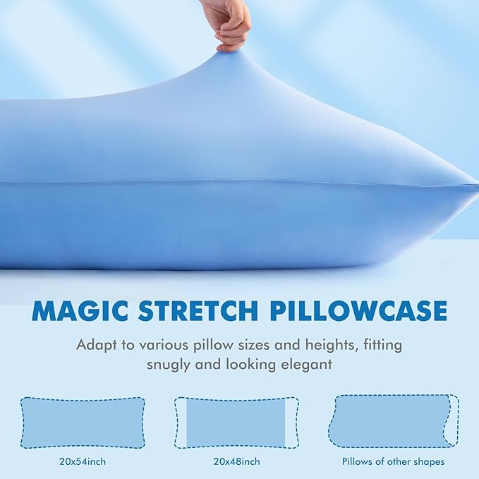 Avolare Cooling Pillow Cases, Arc-Chill Q-max>0.5 Body Pillowcases for Hair Skin and Hot Sleepers, Soft Silky 20" x 54" Summer Long Pillow Cover with Zipper 1 Pack - Blue