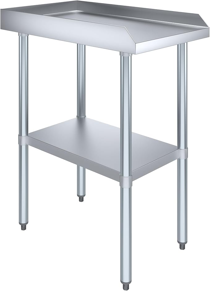 AmGood Commercial Work Table with Backsplash and Sidesplashes | Height: 35" | Stainless Steel Prep Table for Kitchen, Restaurant, Garage, Laundry | NSF (18" Long x 30" Deep)