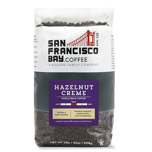 San Francisco Bay Coffee - Flavored Medium Roast Whole Bean Coffee - Hazelnut Crème (2 lb bag)
