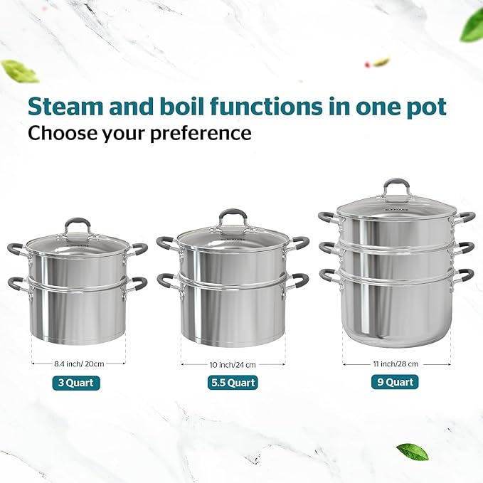 SUNHOUSE Cookware for Cooking (STEAMER POT, 3 Quarts)