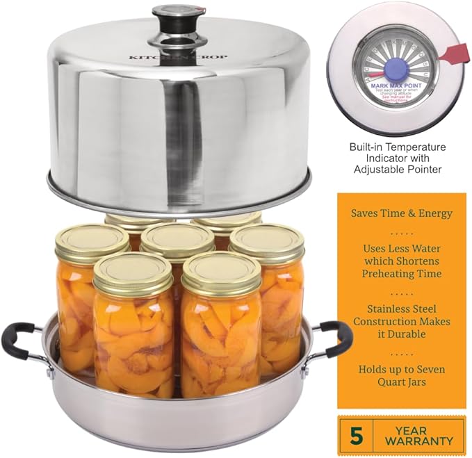 Kitchen Crop Steam Canner with Temperature Indicator (Stainless Steel Steam Canner)