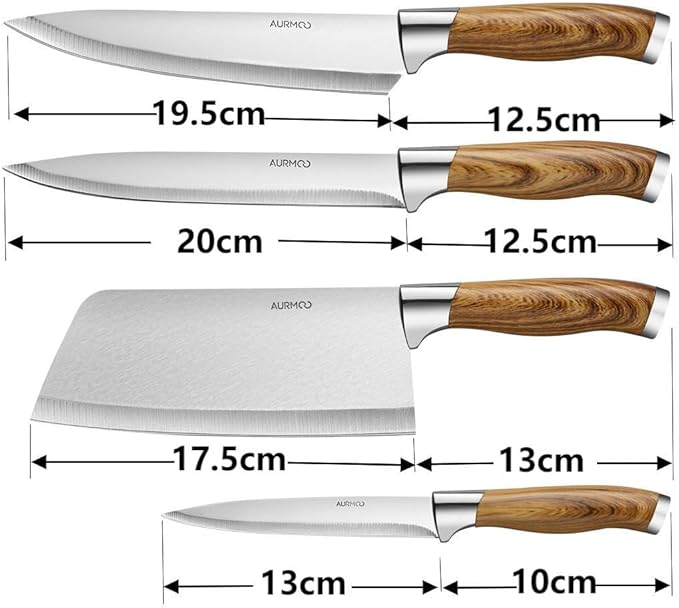 Kitchen Knife Set 6 Piece, Stainless Steel Knife Set, Professional Chef Knives Set, Sharp Knives for Kitchen, Durable Knives with Ergonomic Plastic Handle