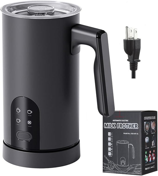 Milk Frother, 4-in-1 Milk Frother and Steamer, 13.5oz/400ml Automatic Hot and Cold Foam Maker and Milk Warmer, Electric Frother for Coffee, Latte, Cappuccino, Macchiato, Matcha(Black)