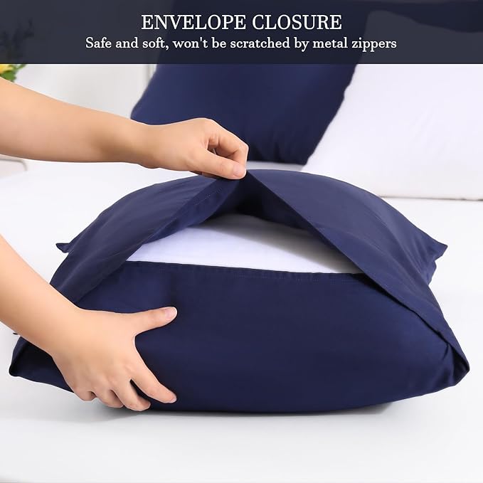 Avolare 2 Pack Pillowcases, Envelope Closure Cooling Pillow Case King Size, Breathable & Machine Washable Pillow Covers for Hot Sleepers, Night Sweats - Navy Blue (20"x36") Imported