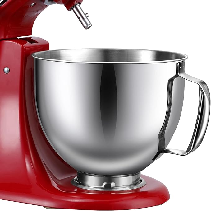 Gdrtwwh 5QT Flat Beater, 5QT Dough Hook, 5 Quart Bowl, 6-Wire Whip Attachment for KitchenAid Tilt-Head Stand Mixer, Dishwasher Safe