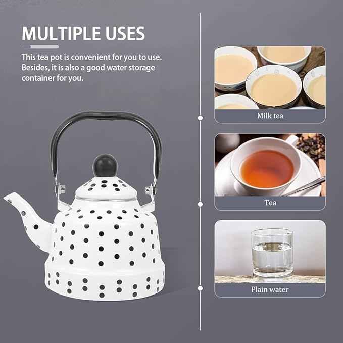 Hemoton Vintage Enamel Tea Kettle Boiling Kettle for Induction Gas and Electric Stovetops Artistic Design Spout for Heating for Tea and Households