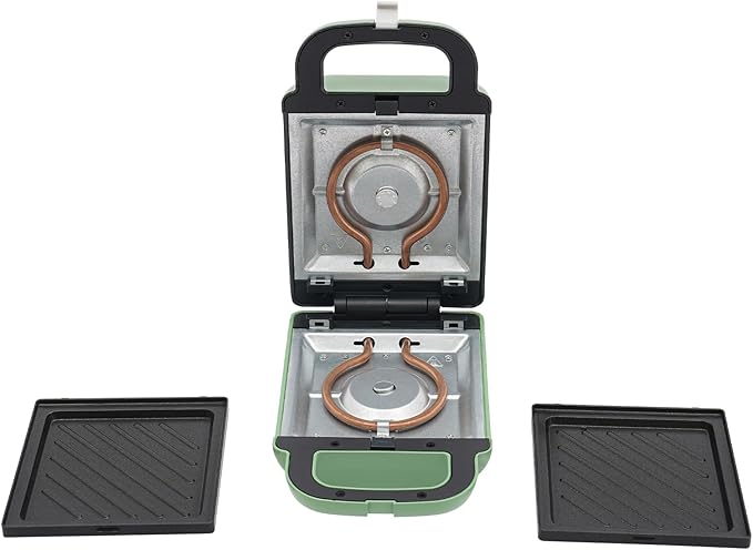 Sandwich Maker, Portable Breakfast Machine, 600W Electric Sandwich Maker, for Making Various Kinds Of Sandwiches, Eggs, Bacon, Etc (Green)