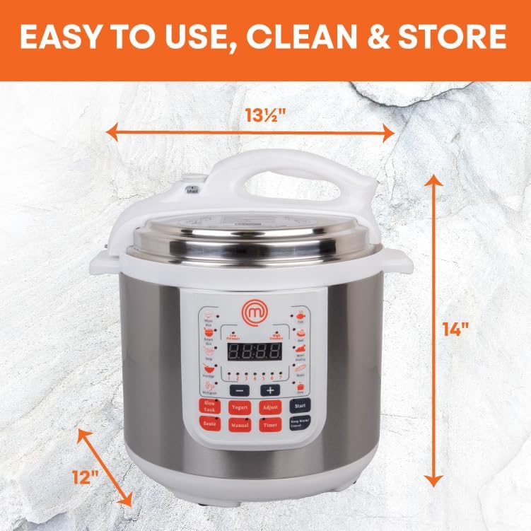 MasterChef 13-in-1 Pressure Cooker- 6 QT Electric Digital Instant MultiPot w 13 Programmable Functions- High and Low Pressure Slow Non-Stick Pot Cooking Warmer Options, LED Display, Delay Timer, Rice