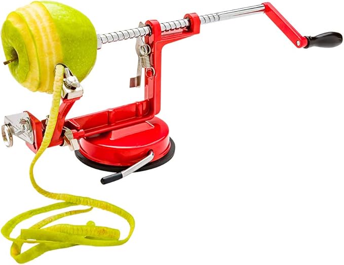Restaurantware Met Lux Apple Peeler Slicer Corer 1 Heavy-Duty Apple Machine - With Suction Base Durable Stainless Steel Apple Peeler For Apples Potatoes or Pears Adjustable Blade
