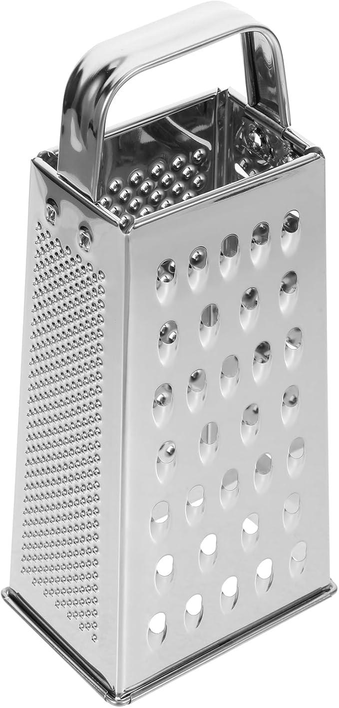 Cheese Grater - Stainless Steel Vegetable Grater, 4 Side Ktichen Box Graters with Handle, Multifunction Cutter Slicer for Cheese, Potato, Fruit, Vegetable 3.5 x 7.9 inch