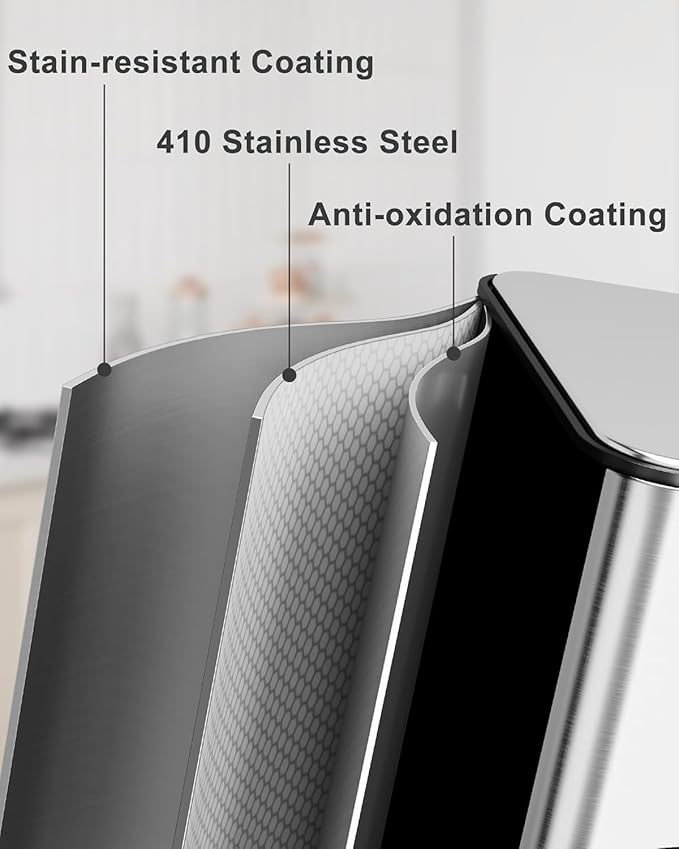 GarveeHome Trash Can 60 L/15.9 gal, Three Compartments Pedal Kitchen Recycling Trash Bin with Lids,Stainless Steel Garbage Can for Home Office Restaurant School Hospital