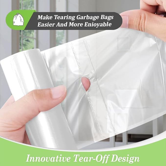 1.2 Gallon(Fit 1-1.2Gal)100 Counts Strong Trash Bags 1 Gallon 1.2 Gallon Garbage Bags by Teivio, Waste Basket Liners,Bathroom Trash Can Bin Liners, Small Plastic Bags for Home Office Kitchen(Clear)