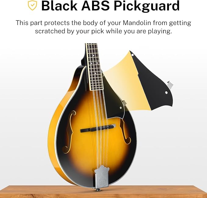 Donner A Style Mandolin Instrument Sunburst Beginner Adult Acoustic Mandolin Musical Instrument Mahogany 8 String, Bundle With Tuner String Bag Guitar Picks,DML-1