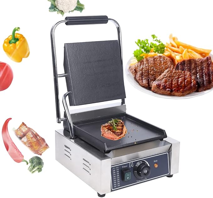 Panini Press Grill and Griddle,Stainless Steel Sandwich Maker & More,Grill Press Sandwich Maker,Removable Non-Stick Baking Trays