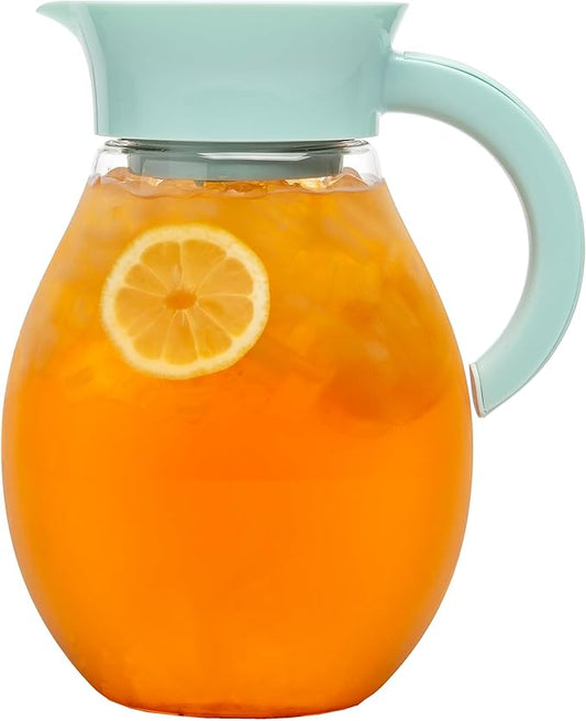Primula The Big Iced Tea Maker and Infuser, Plastic Beverage Pitcher with Leak Proof, Airtight Lid, Fine Mesh Reusable Filter, Made without BPA, Dishwasher Safe, Aqua