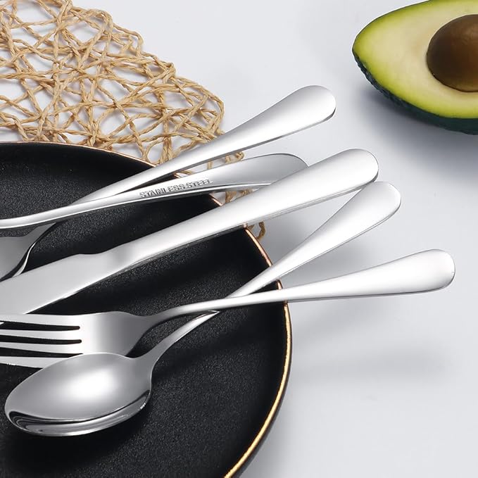Flatware Set 30 Pcs Stainless Steel Utensil Sets Silverware Utensils for 6 People - Includes Forks Knives Spoons and Salad Forks - Dishwasher Safe Durable Tableware for Home Restaurant or Outdoor Use