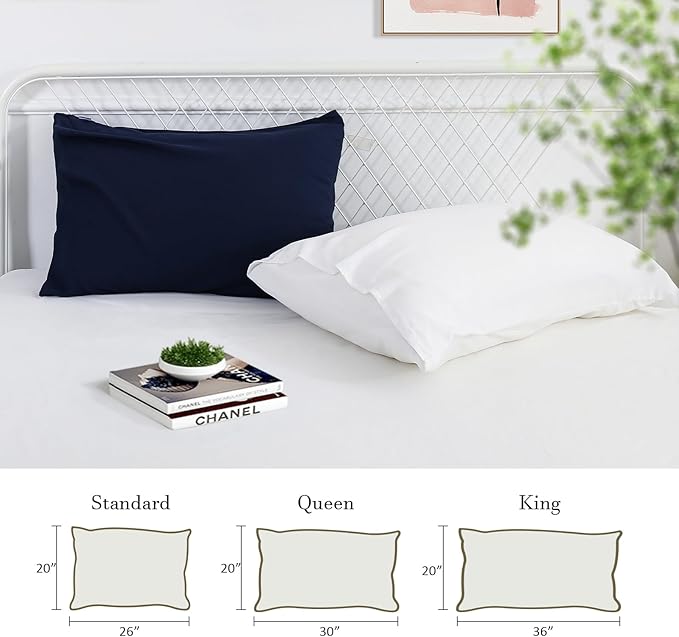 Avolare 2 Pack Pillowcases, Cooling Pillow Case Standard Size with Envelope Closure, Breathable Machine Washable Pillow Covers for Hot Sleepers, Night Sweats - Navy Blue (20"x26") Imported