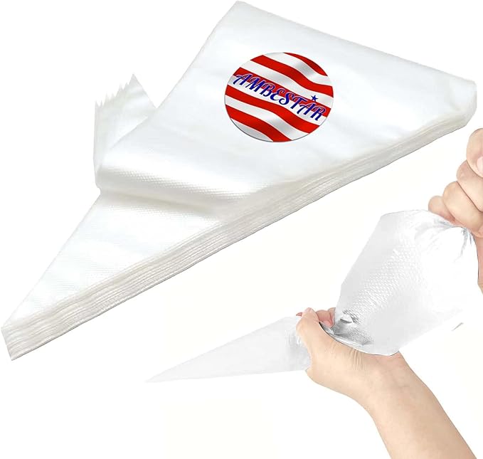 16 Inch Disposable Icing Bags, 200 Pcs Disposable Piping Bags, Disposable Large Pastry Bags for Cupcake, Cake Disposable Decorating Bags for Frosting