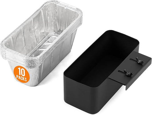 Stanbroil Griddle Grease Cup Tray Holder Catcher Pan with 10 Pack Aluminum Drip Pans Rear Grease Cup Liners for Blackstone 17", 22", 28", 36" Griddles