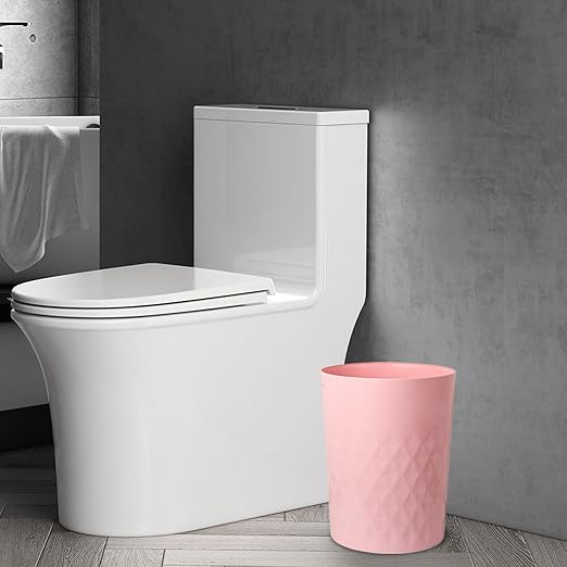 JiatuA 3 Pack Small Trash Can with Trash Bags Bathroom Garbage Bin Round Plastic Waste Basket for Kitchen, Bedroom, Office, College Dorm, Craft Room, Pink