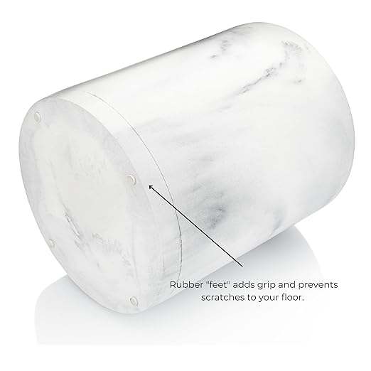 Essentra Home White Trash Can for Home or Office, 2.2 Gallon Capacity, Round Trash Can Part of Our Blanc Collection - Marble Finish
