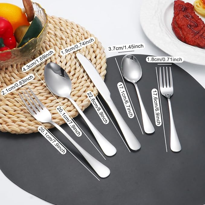 Flatware Set 30 Pcs Stainless Steel Utensil Sets Silverware Utensils for 6 People - Includes Forks Knives Spoons and Salad Forks - Dishwasher Safe Durable Tableware for Home Restaurant or Outdoor Use