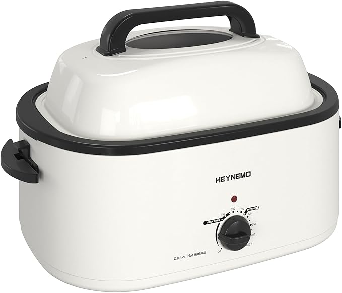 Roaster Oven 22Qt, Multifunctional Electric Roaster Oven for Turkey Meats Bread Soup Sauce, Fast-Cooking Turkey Roaster with Self-Basting Lid, Removable Pan and Rack, Stainless Steel