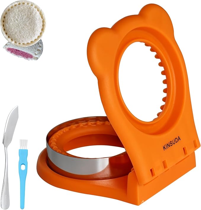 Sandwich Cutter and Sealer - 3.7" Circle & Square Pocket Sandwich Maker, Intuitive & Easy-to-Use for Boys &Girls, Perfect for Breakfast & Lunchboxes (Orange, Round)