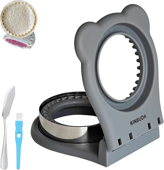 Sandwich Cutter and Sealer - 3.7" Circle & Square Pocket Sandwich Maker, Intuitive & Easy-to-Use for Boys &Girls, Perfect for Breakfast & Lunchboxes (Gray, Round)
