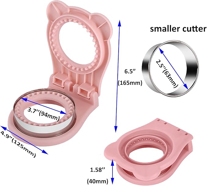 Sandwich Cutter and Sealer, Decruster Sandwich Maker for kids lunch Uncrustable Sandwich Maker，Easy for School Lunchbox and Bento Box (Pink)