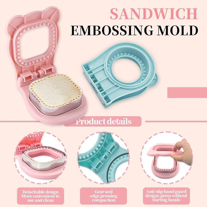 Sandwich Cutter and sealer Set,Square&Round Sandwich Maker with Seal Edge for Homemade sandwich Snacks Lunchbox Bento Box