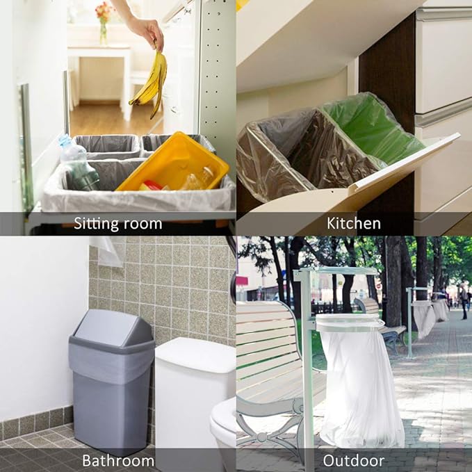 13 Gallon 60 Counts Strong Tall Kitchen Trash Bags Garbage Bags by Teivio,Bathroom Trash Can Bin Liners, Plastic Trash Bags for home office kitchen (Clear)
