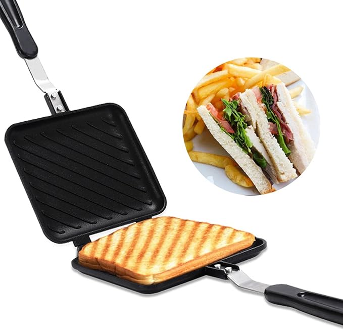 CHICIRIS Sandwich Maker, Non-Stick Breakfast Sandwich Maker Frying Pan, Double Sided Panini Press Sandwich Maker, Grid Pattern