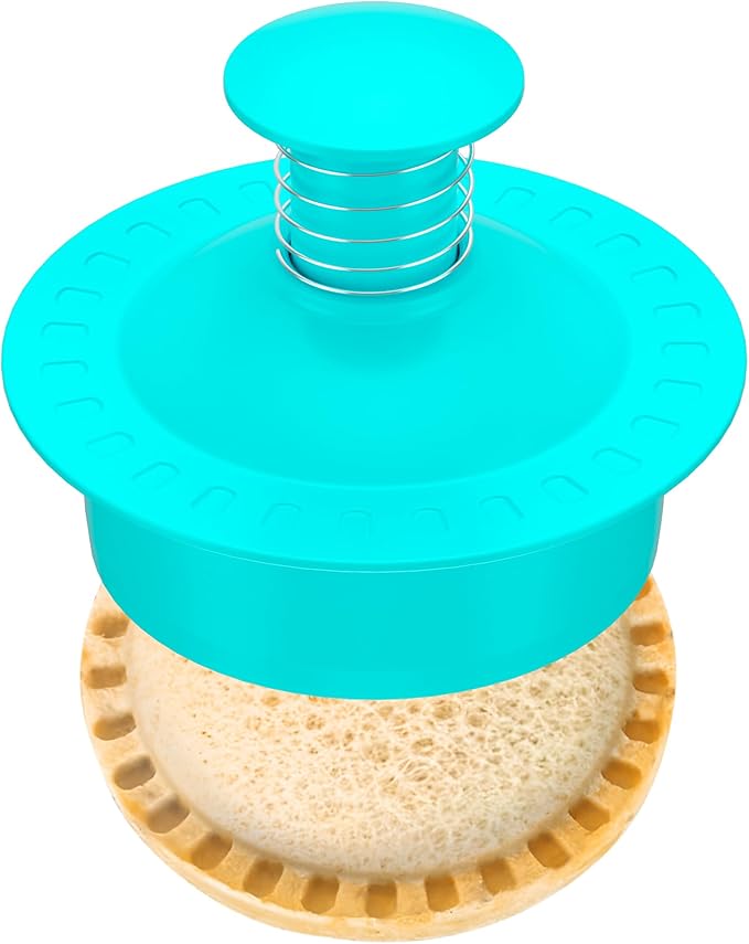 Sandwich Cutter and Sealer Round Cut and Seal Sandwich Maker, Crustless Peanut Butter & Jelly Sandwich Cookie Cutter-Green Round
