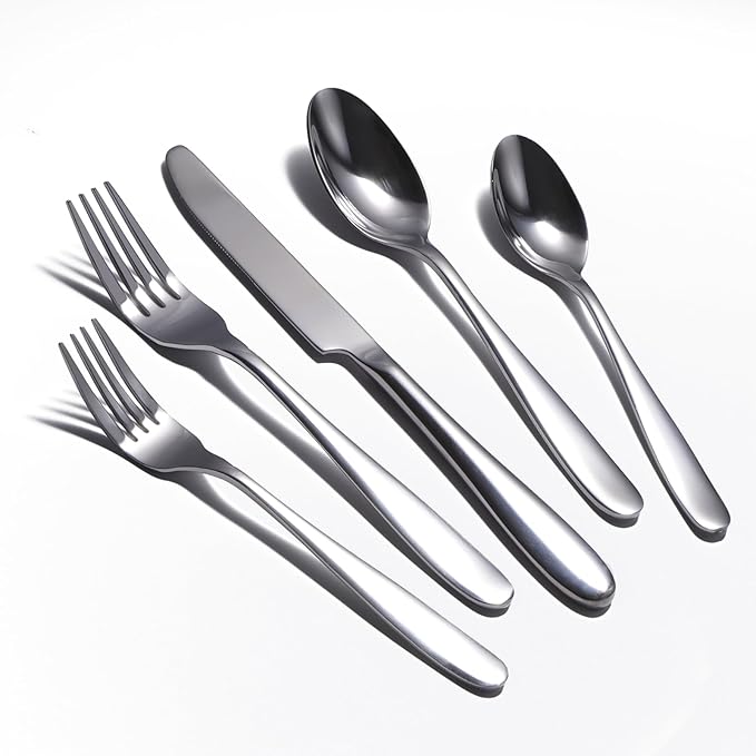 40-Piece Silverware Set, Flatware Set for 8, Food-Grade Stainless Steel Tableware Cutlery Set, Mirror Finished Utensil Sets for Home Restaurant, Forks Spoons and Knives Set, Dishwasher Safe