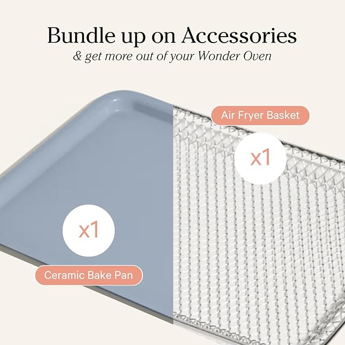 Our Place Wonder Oven Essentials Kit | Extra Air Fryer Basket & Nonstick Ceramic-Coated Bake Pan | Oven Safe, Eco-Friendly | Blue Salt