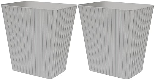 DAJITRE Plastic Small Trash Can, 3.5 Gallon Rectangular Wastebasket for Bathrooms, Laundry Room, Kitchens, Offices, Kids Rooms, Dorms (2, Grey)