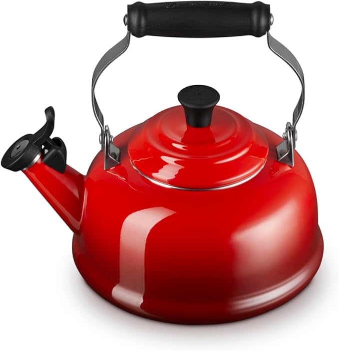Le Creuset Enamel On Steel Whistling Tea Kettle, 1.7 qt., Cerise